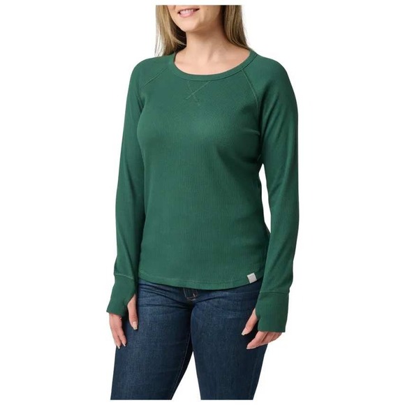 5.11 Tactical Zora Waffle Knit Long Sleeve Shirt Baselayer Top Green‎ Womens XL - Picture 1 of 6